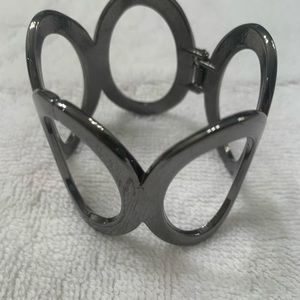 Metallic Black/Grey Circle Bubble Cuff Bracelet